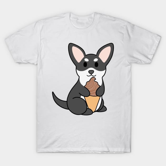 Black and White Chihuahua Ice Cream Chocolate T-Shirt by BiscuitSnack